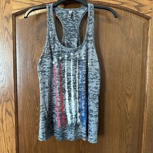 Next Level Apparel Patriotic Tank Top Jets USA Gray Racerback Women's